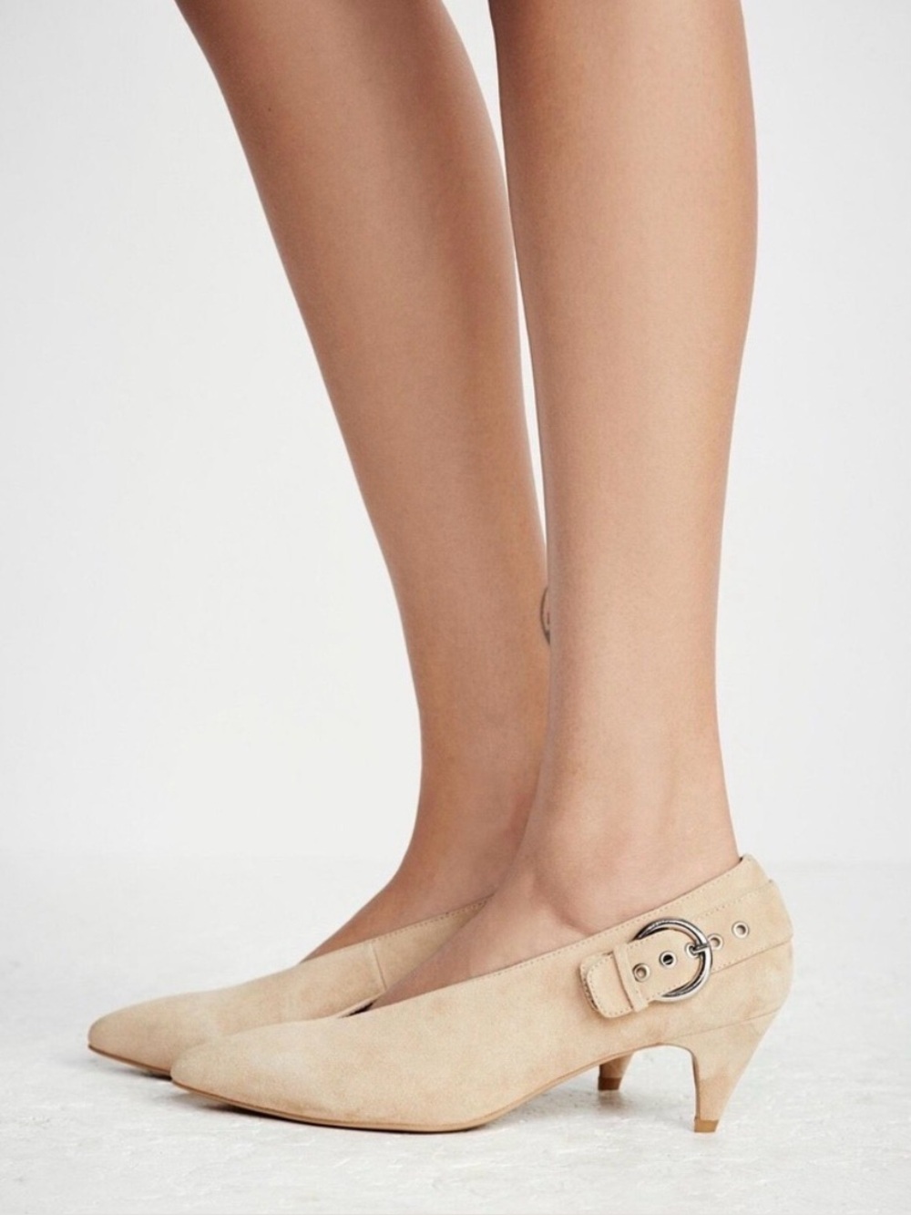Jeffrey Campbell X Free People Rydell Tan Suede Kitten Heels Size 7.5